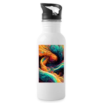 Psychedelic Abstrakt - Trinkflasche mit integriertem Trinkhalm - Weiß - Rechts