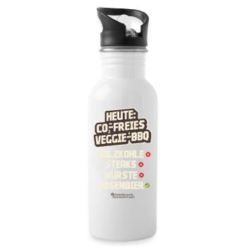 Veggie BBQ CO2-neutral ohne Fleisch und Holzkohle - Trinkflasche mit integriertem Trinkhalm - Weiß - Rechts