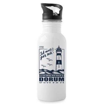 Dorum Koordinaten Nordsee Urlaub Strand Leuchtturm - Trinkflasche mit integriertem Trinkhalm - Weiß - Rechts