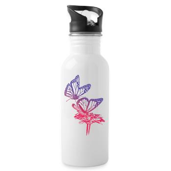 Monarch Butterfly Sketch Graphic Butterfly Lovers - Water bottle with straw - white - Right