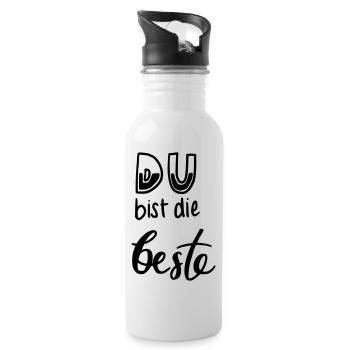 Du bist die beste - Trinkflasche mit integriertem Trinkhalm - Weiß - Rechts