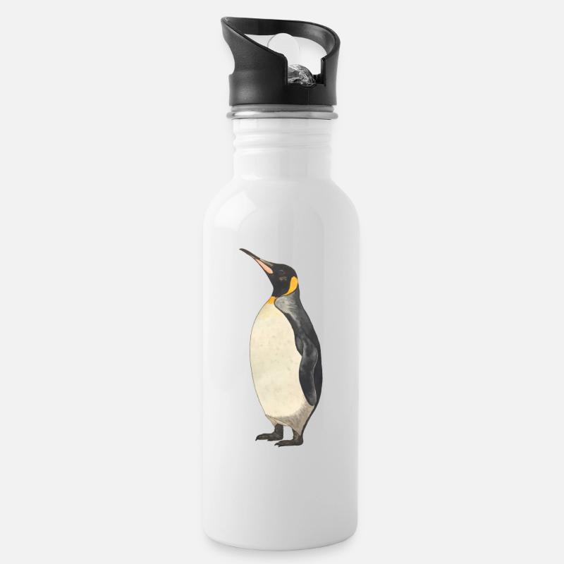 Emperor Penguin Penguin - Water bottle with straw - white