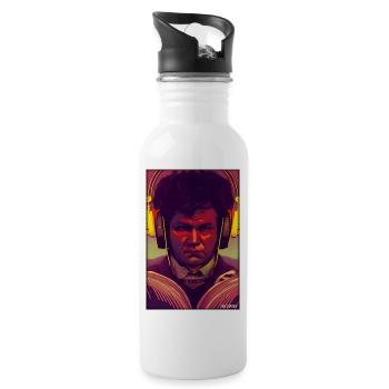 Ludwig van Beethoven DJ Kopfhörer Musik Party - Trinkflasche mit integriertem Trinkhalm - Weiß - Rechts