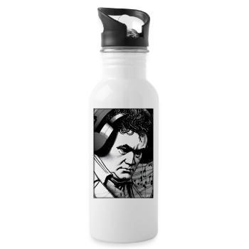 Ludwig van Beethoven DJ Kopfhörer Musik Party - Trinkflasche mit integriertem Trinkhalm - Weiß - Rechts