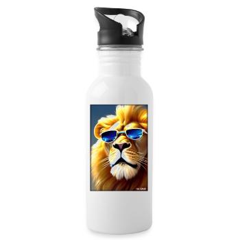 Lunettes de soleil Lion Big Cat Animal sauvage Tête de lion - Gourde avec paille intégrée - blanc - Droite
