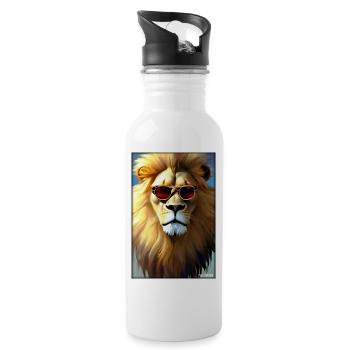 Lunettes de soleil Lion Big Cat Animal sauvage Tête de lion - Gourde avec paille intégrée - blanc - Droite