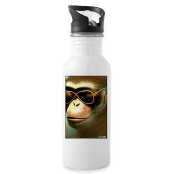 Affe Sonnenbrille Wildtier Affenkopf Tierwelt Zoo - Trinkflasche mit integriertem Trinkhalm - Weiß - Rechts