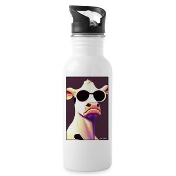Cow Sunglasses Wildlife Farm Dairy cow - Water bottle with straw - white - Right