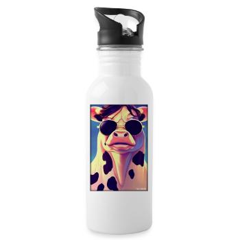 Cow Sunglasses Wildlife Farm Dairy cow - Water bottle with straw - white - Right