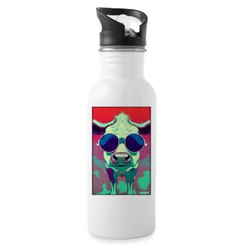 Cow Sunglasses Wildlife Farm Dairy cow - Water bottle with straw - white - Right