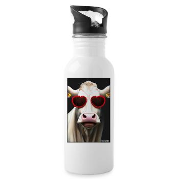 Cow Sunglasses Wildlife Farm Dairy cow - Water bottle with straw - white - Right