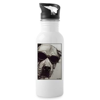 Hund Hunde Sonnenbrille Tierwelt Tiere Haustier - Trinkflasche mit integriertem Trinkhalm - Weiß - Rechts