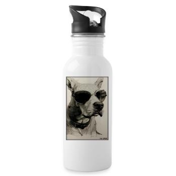 Hund Hunde Sonnenbrille Tierwelt Tiere Haustier - Trinkflasche mit integriertem Trinkhalm - Weiß - Rechts