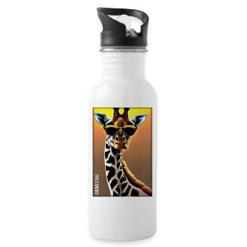 Giraffe Sunglasses Wildlife Animals Zoo Safari - Water bottle with straw - white - Right