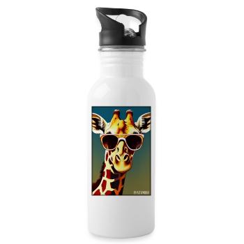 Giraffe Sonnenbrille Tierwelt Tiere Zoo Safari - Trinkflasche mit integriertem Trinkhalm - Weiß - Rechts