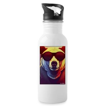 Bear Sunglasses Wildlife Forest Animals Wilderness - Water bottle with straw - white - Right