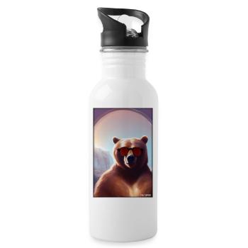Bear Sunglasses Wildlife Forest Animals Wilderness - Water bottle with straw - white - Right