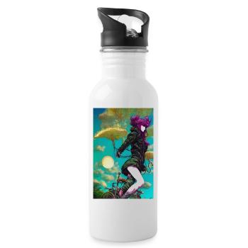 Mushroom Girl - Trinkflasche mit integriertem Trinkhalm - Weiß - Rechts