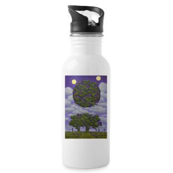 Arbre et lune - Gourde avec paille intégrée - blanc - Droite