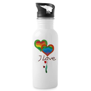Herz - Trinkflasche mit integriertem Trinkhalm - Weiß - Rechts