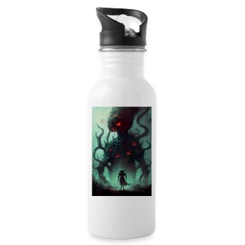 Creepy Demon from Hell - Water bottle with straw - white - Right