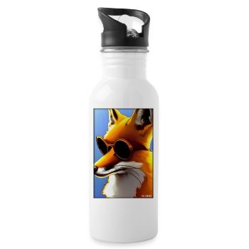 Fox Sunglasses Wildlife Forest Animals Wilderness - Water bottle with straw - white - Right