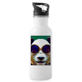 Panda Sunglasses Wildlife Forest Animals Wilderness - Water bottle with straw - white - Right