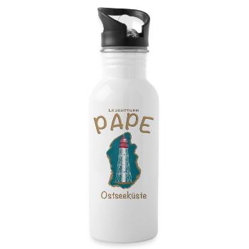 Latvia Lighthouse Pape, Baltic Sea, - Water bottle with straw - white - Right