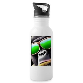 Gorilla Sunglasses Wildlife Forest Animals Wildlife - Water bottle with straw - white - Right