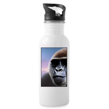Gorilla Sonnenbrille Tierwelt Waldtier Tiere Wild - Trinkflasche mit integriertem Trinkhalm - Weiß - Rechts