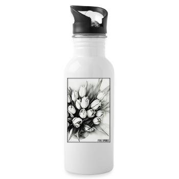 Tulip Lily Family Flower Spring Meadow Green - Water bottle with straw - white - Right