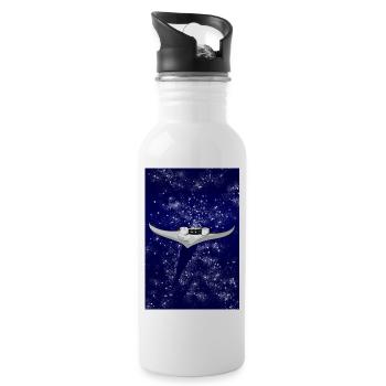Manta swallows stars - Water bottle with straw - white - Right