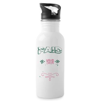 electrical electrician bib fun profession birthday - Water bottle with straw - white - Right