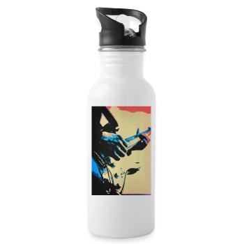 Gitarrenfarbe - Trinkflasche mit integriertem Trinkhalm - Weiß - Rechts