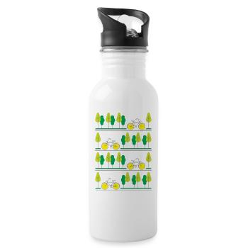 Cycling through the summer (grey lines) - Water bottle with straw - white - Right