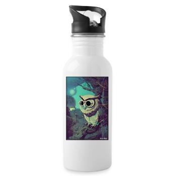 Eule Sonnenbrille Wildtier Vogel Waldtier Wald - Trinkflasche mit integriertem Trinkhalm - Weiß - Rechts