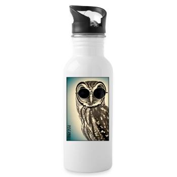 Eule Sonnenbrille Wildtier Vogel Waldtier Wald - Trinkflasche mit integriertem Trinkhalm - Weiß - Rechts