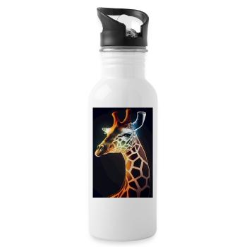 Exotic giraffe - Water bottle with straw - white - Right