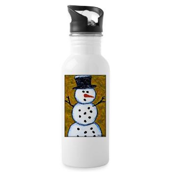 Schneemann Schnee Winter Weihnachten Advent - Trinkflasche mit integriertem Trinkhalm - Weiß - Rechts