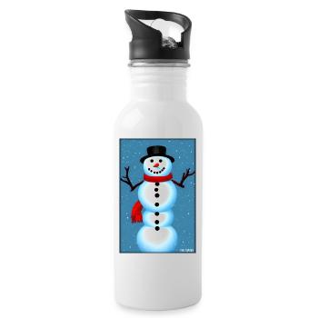 Schneemann Schnee Winter Weihnachten Advent - Trinkflasche mit integriertem Trinkhalm - Weiß - Rechts