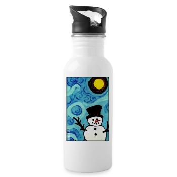 Schneemann Schnee Winter Weihnachten Advent - Trinkflasche mit integriertem Trinkhalm - Weiß - Rechts
