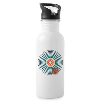 retro abstract 3 - Water bottle with straw - white - Right
