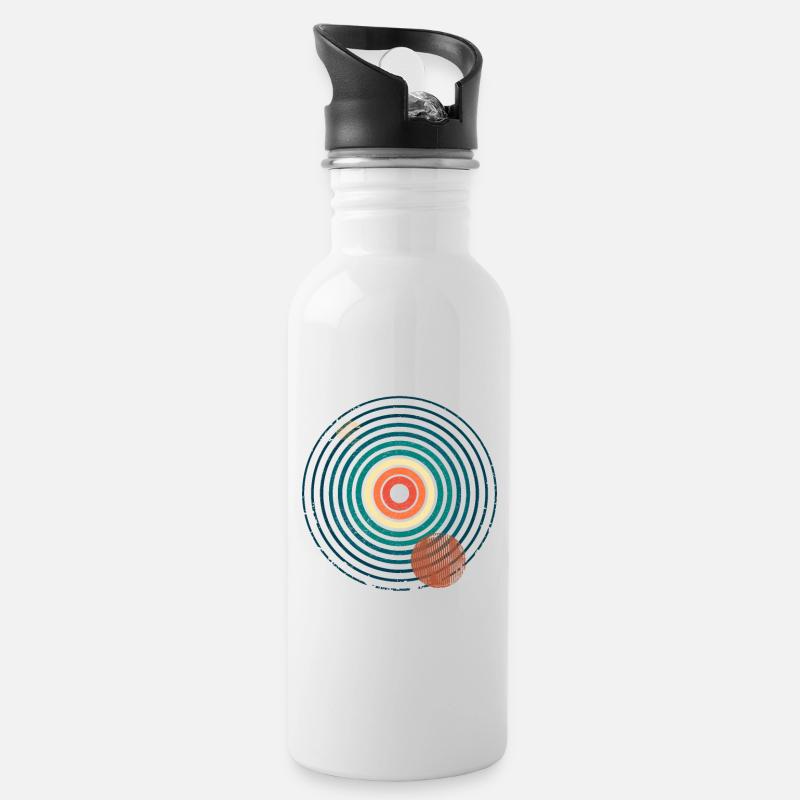 retro abstract 3 - Water bottle with straw - white