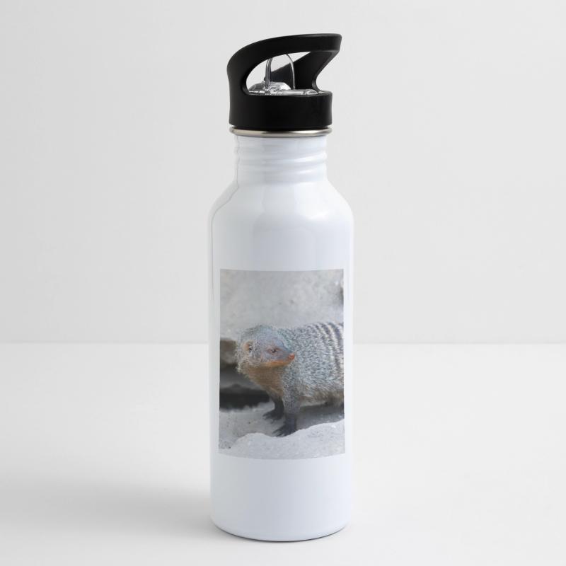 Gebänderte Manguste oder Zebramanguste Trinkflasche mit integriertem Trinkhalm