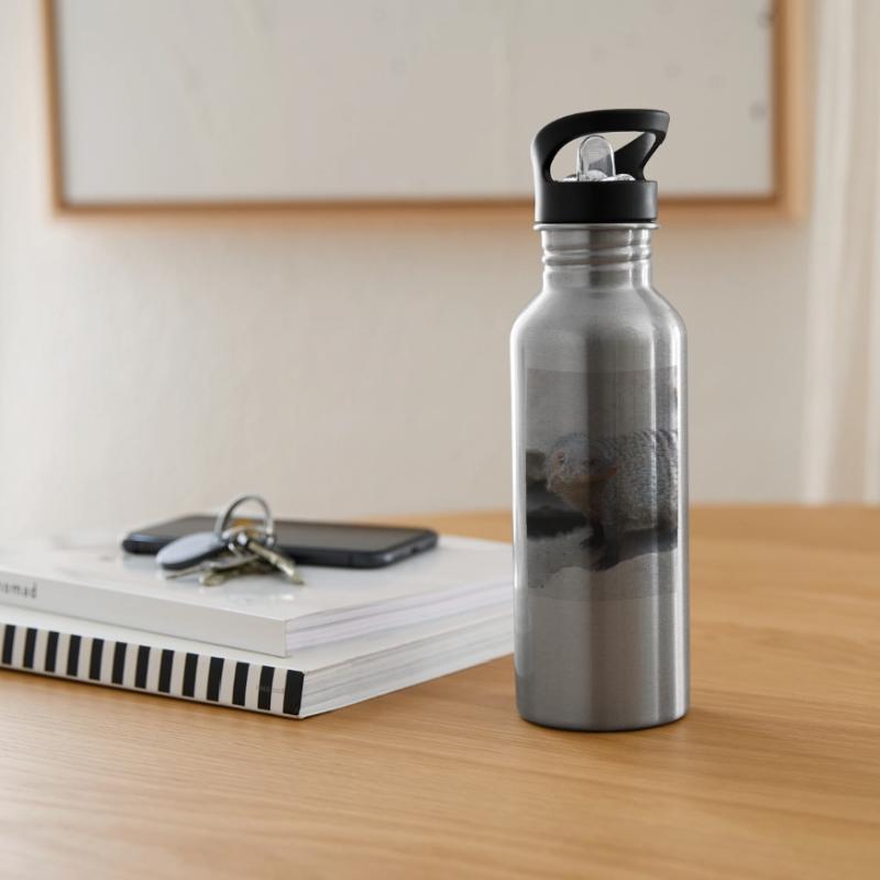 Gebänderte Manguste oder Zebramanguste Trinkflasche mit integriertem Trinkhalm