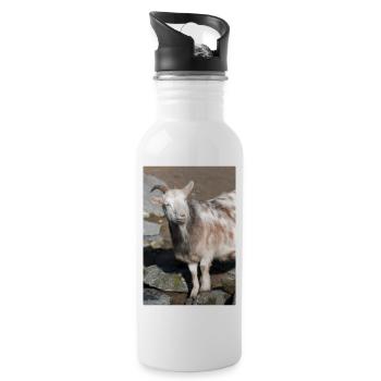 Zwergziege oder Zwergziege - Trinkflasche mit integriertem Trinkhalm - Weiß - Rechts