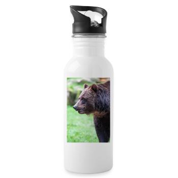 Braunbär Ursus arctos - Trinkflasche mit integriertem Trinkhalm - Weiß - Rechts