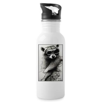 Raccoon Sunglasses Wildlife Forest Animal Forest Nature - Water bottle with straw - white - Right