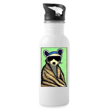 Raccoon Sunglasses Wildlife Forest Animal Forest Nature - Water bottle with straw - white - Right