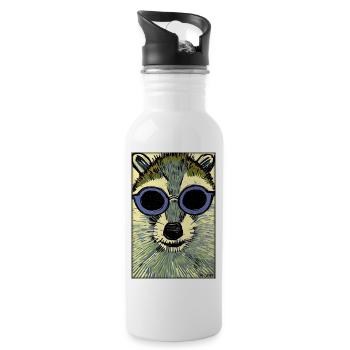Raccoon Sunglasses Wildlife Forest Animal Forest Nature - Water bottle with straw - white - Right